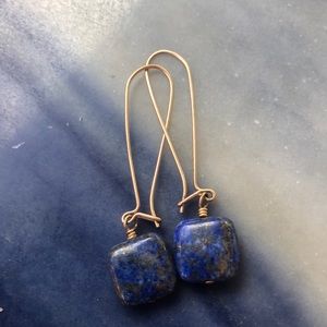 Gold crystal earrings kyanite 1/20 14k gold stamp